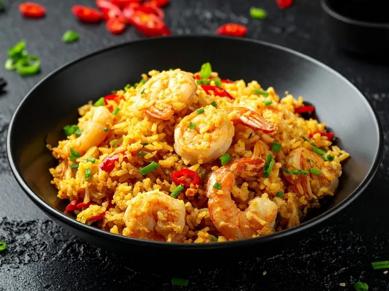 Spicy fried rice with shrimp at U Sushi & Hibachi, a Japanese Restaurant in Ormond Beach